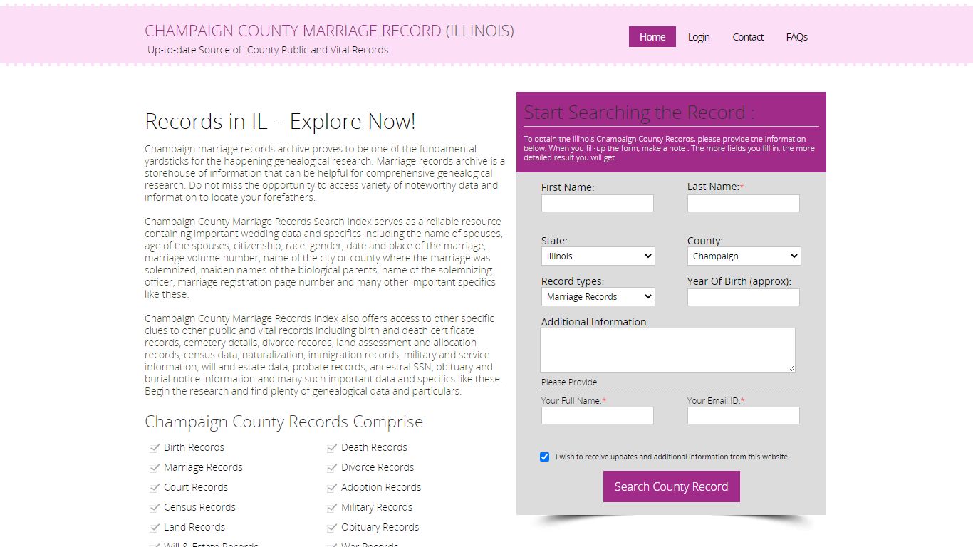 Public Marriage Records - Champaign County, Illinois